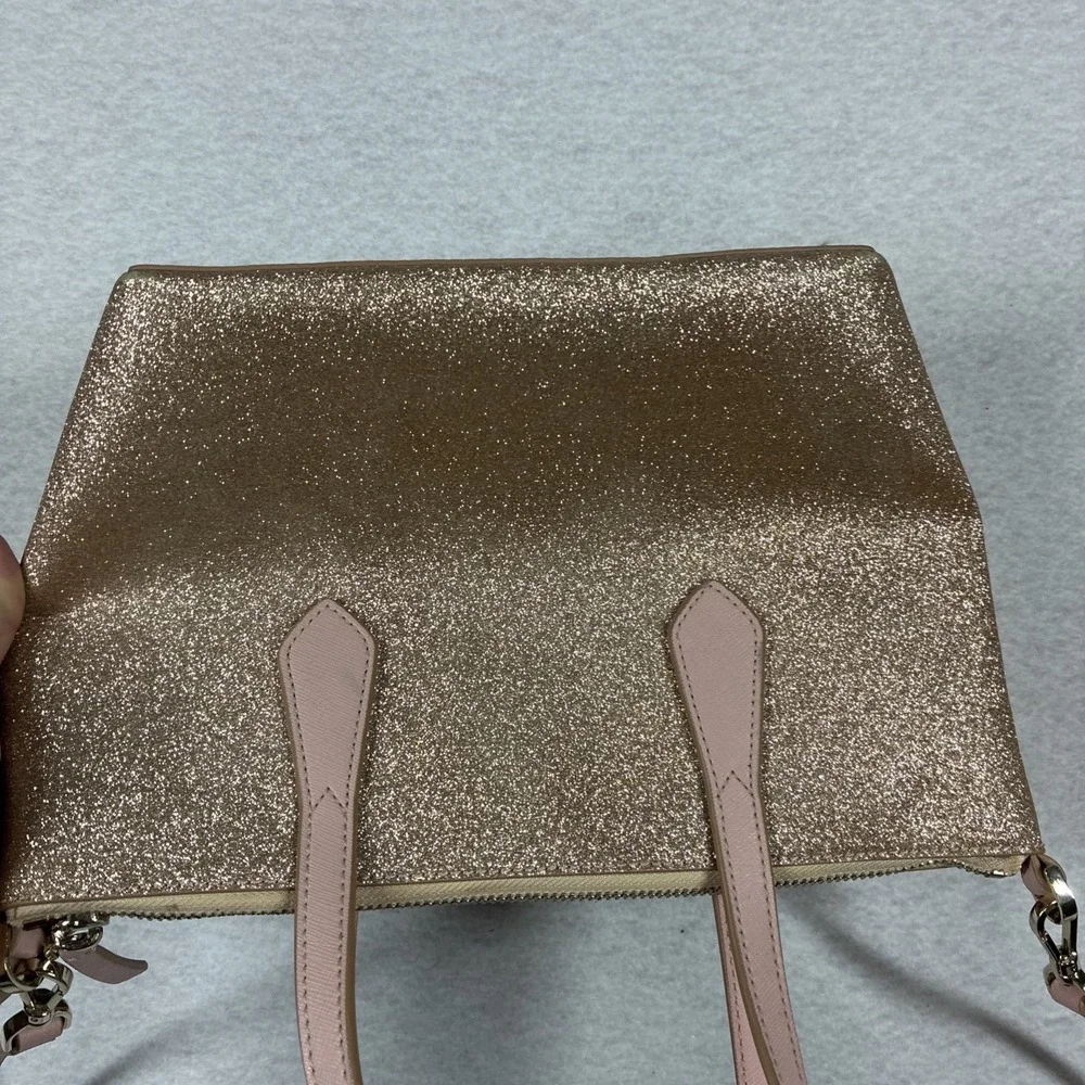 Kate Spade Joeley Satchel Tote Pink Rose Gold Glitter Shoulder Crossbody Strap